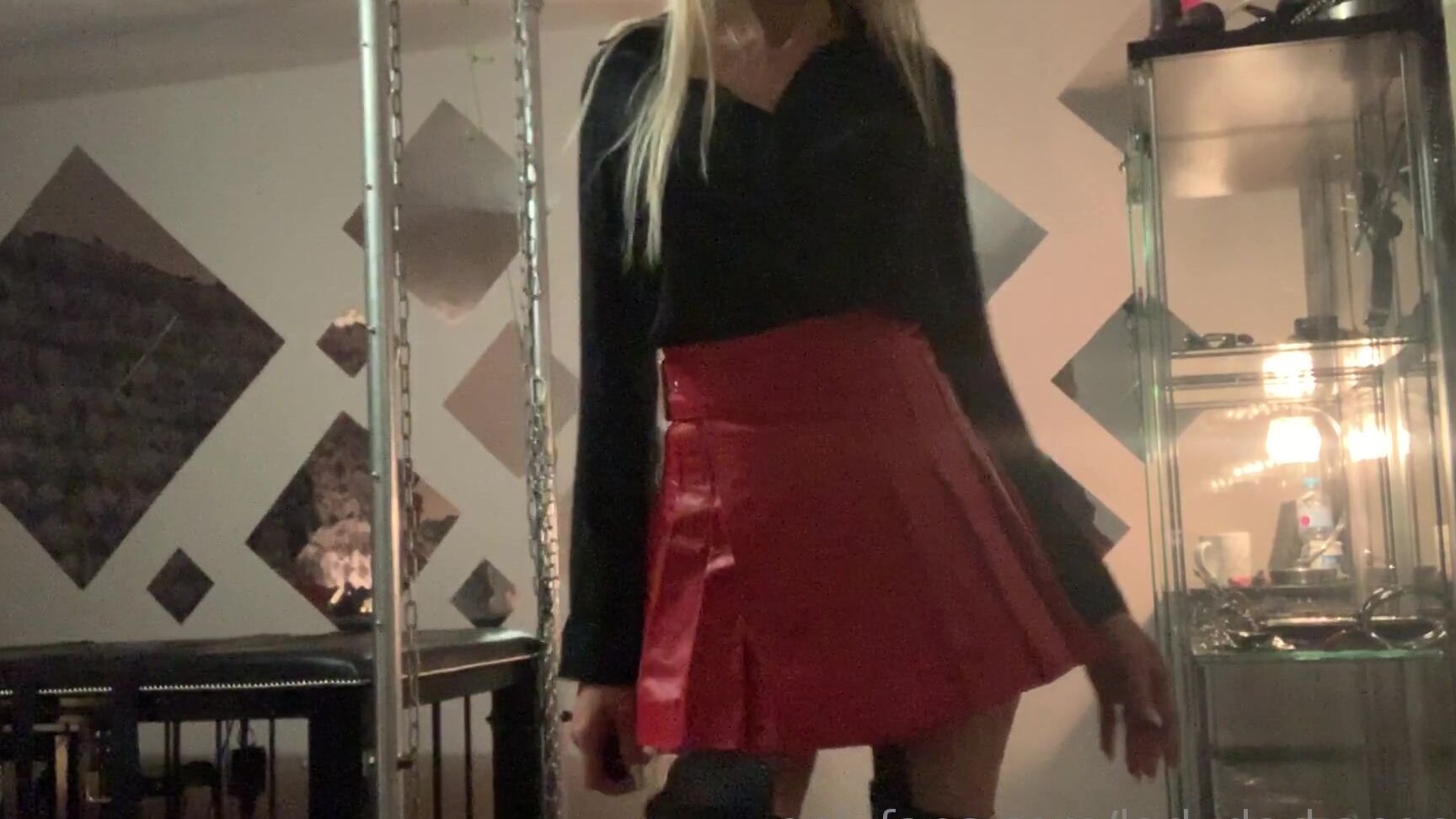Lady Dark Angel Who Likes Short Red Leather Skirts I Do