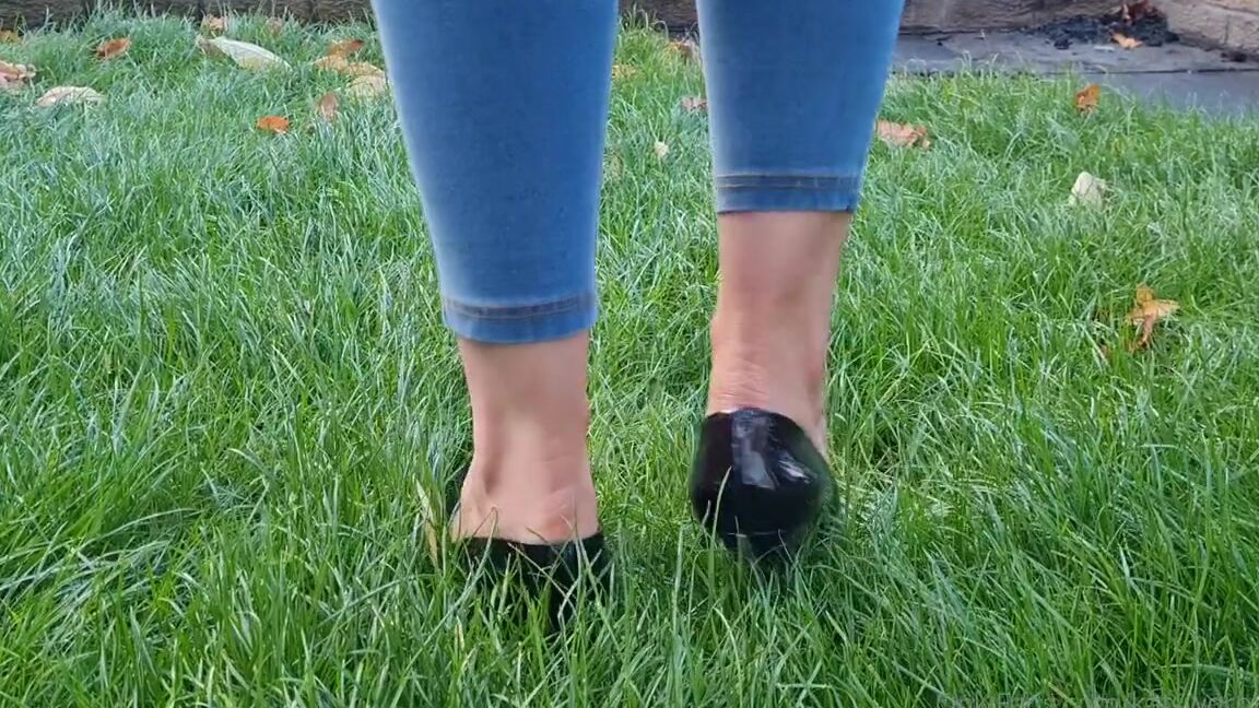 Kats Worn Heels Nicknamed Katswornheels Onlyfans Sinking My Black Patent Casadei Blades Into The Grass