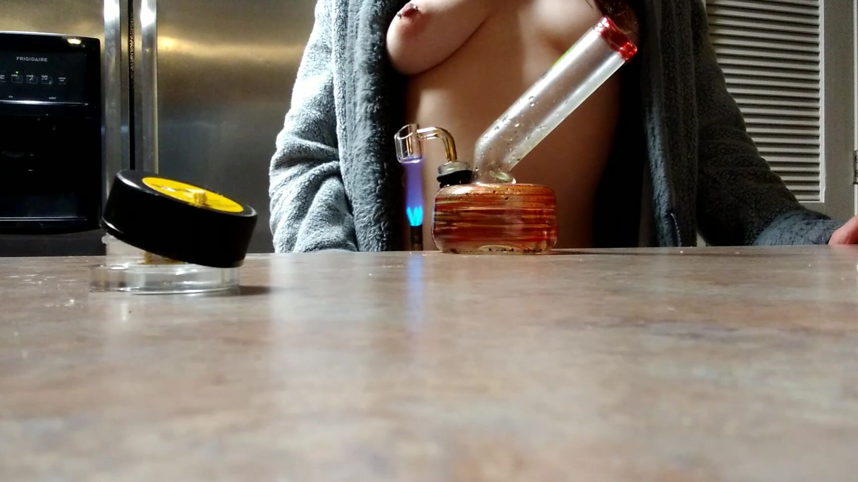 Emberlayne Stoner Slut Smokes For You Topless