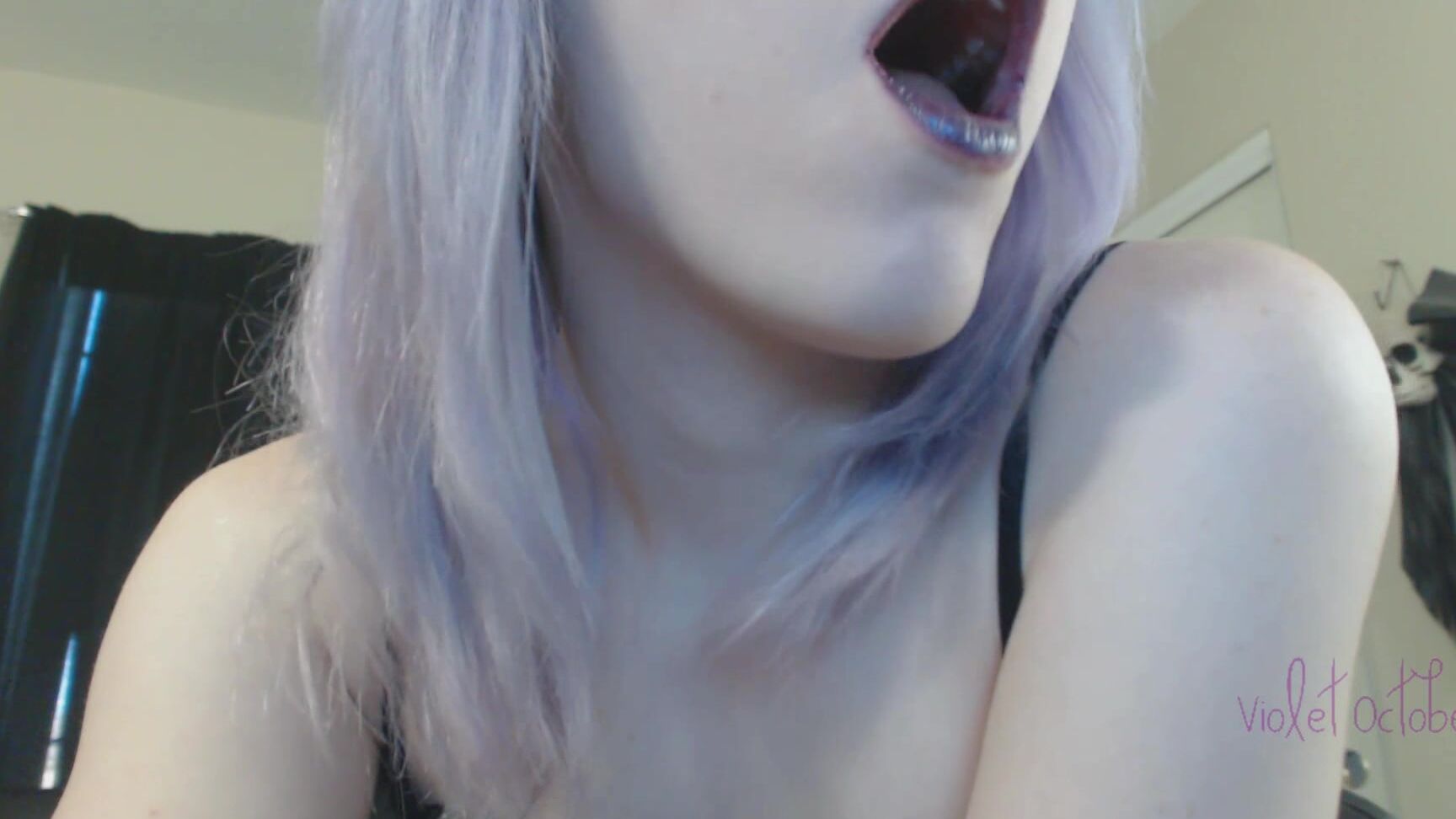 "VioletOctober" gothic, lip fetish, teeth, throat fetish, tongue fetish Long Tongue fetish manyvids