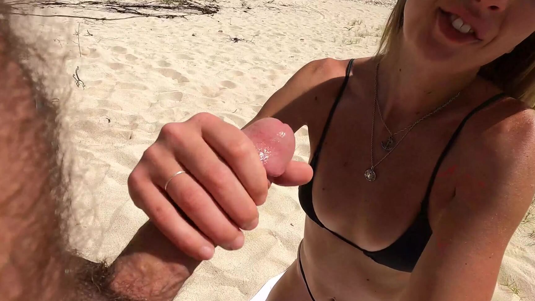 Blondefoxsilverfox Got A Little Naughty On The Beach Today Watch Me Give Silver A Sneaky Blowjob He