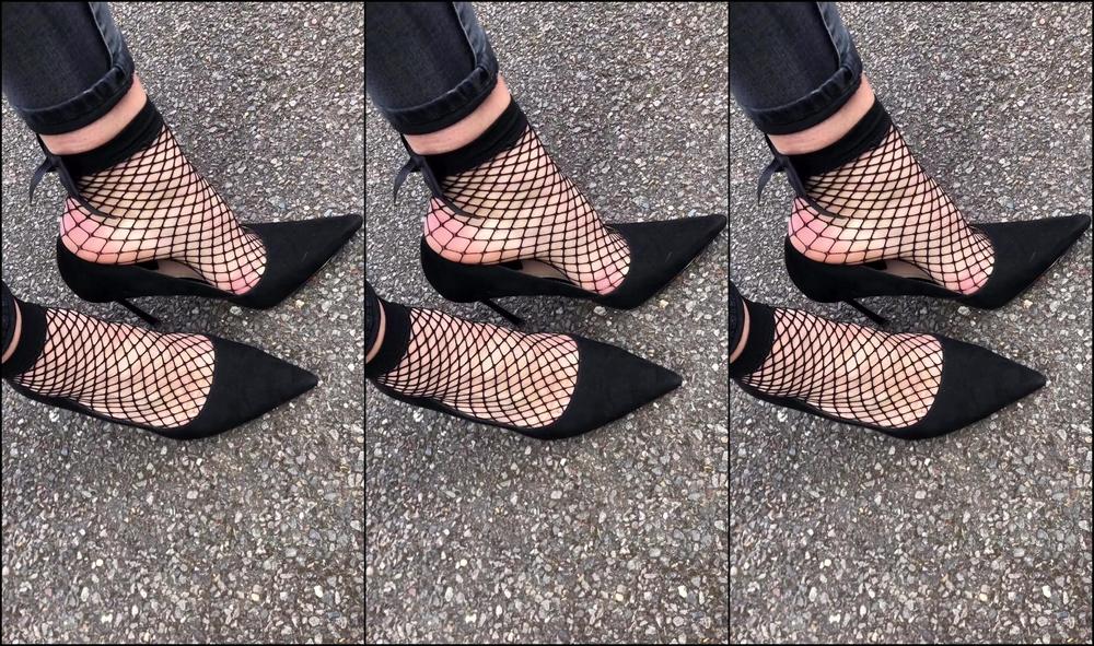 Pretty Feet Walking In My Sexy Stilettos With Fishnet Socks During Lockdown