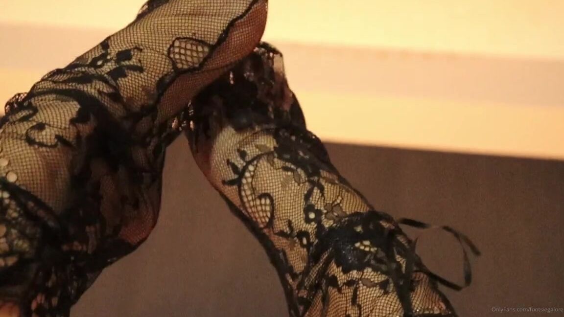 Footsiegalore Onlyfans Sexy Black Lace Sock Tease