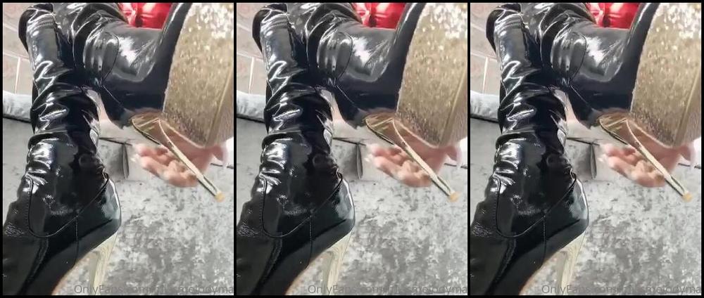 Miss Melody May Nicknamed Missmelodymay Onlyfans Video Boots Bitch James Is First In Line On My Naughty Boy List To Worship All My New Pairs Of Boo