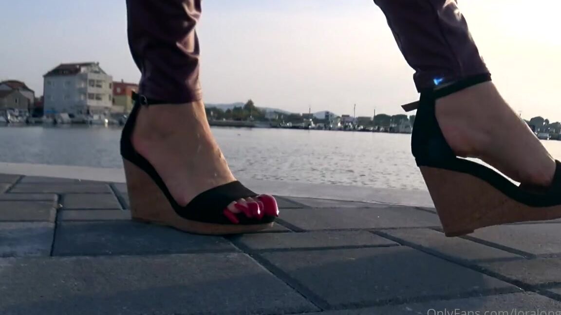 Lora Long Nails Nicknamed Loralongnails Onlyfans Red Long Toenails Promenade Croatia Walking With An Action Camera Along The Promenade In Croati