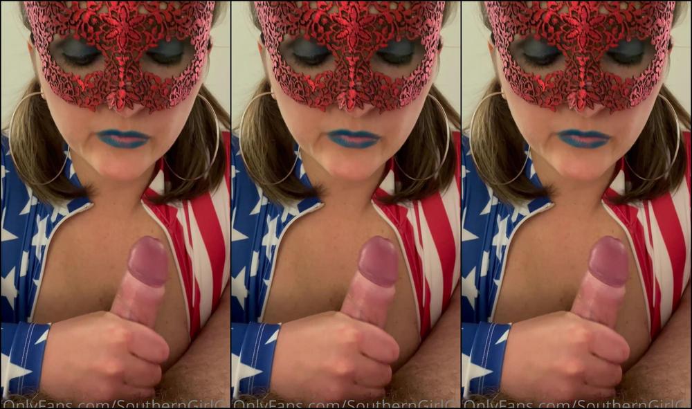 Southerngirlgw Stripping And Giving A Messy Blowjob In My Star Spangled Outfit