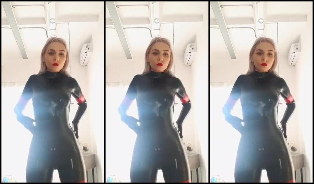 Katerina Piglet Nicknamed Katerinapiglet Femdom 01 25 2019 Onlyfans Video Catsuit With Red Stripes