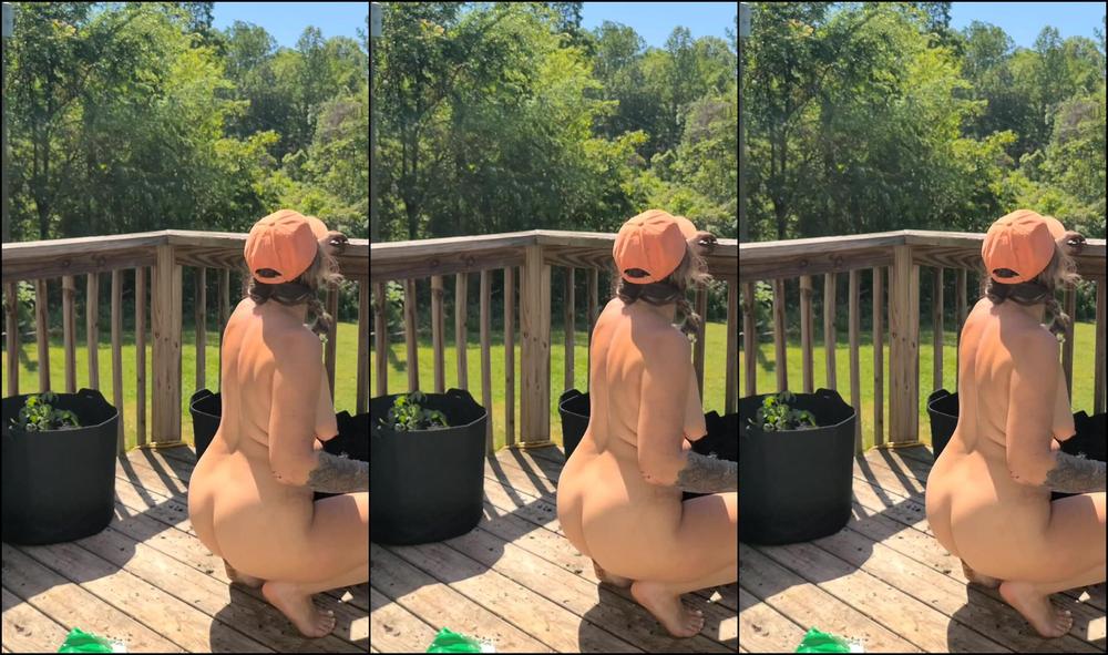 "KittyUV" exhibitionism, milf, outdoors, publicnudity, shower Naughty Gardening Hose Shower manyvids