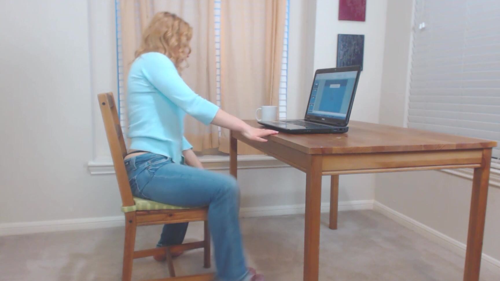 Nadia Layne Yoga Stretching While Studying