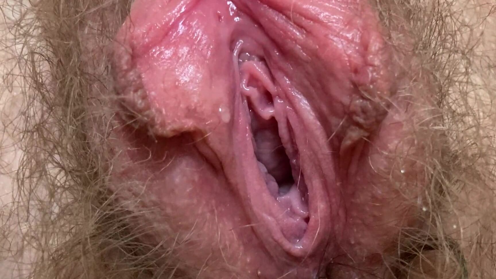Kinkyemma Gaping Super Hairy Pussy With Big Labia