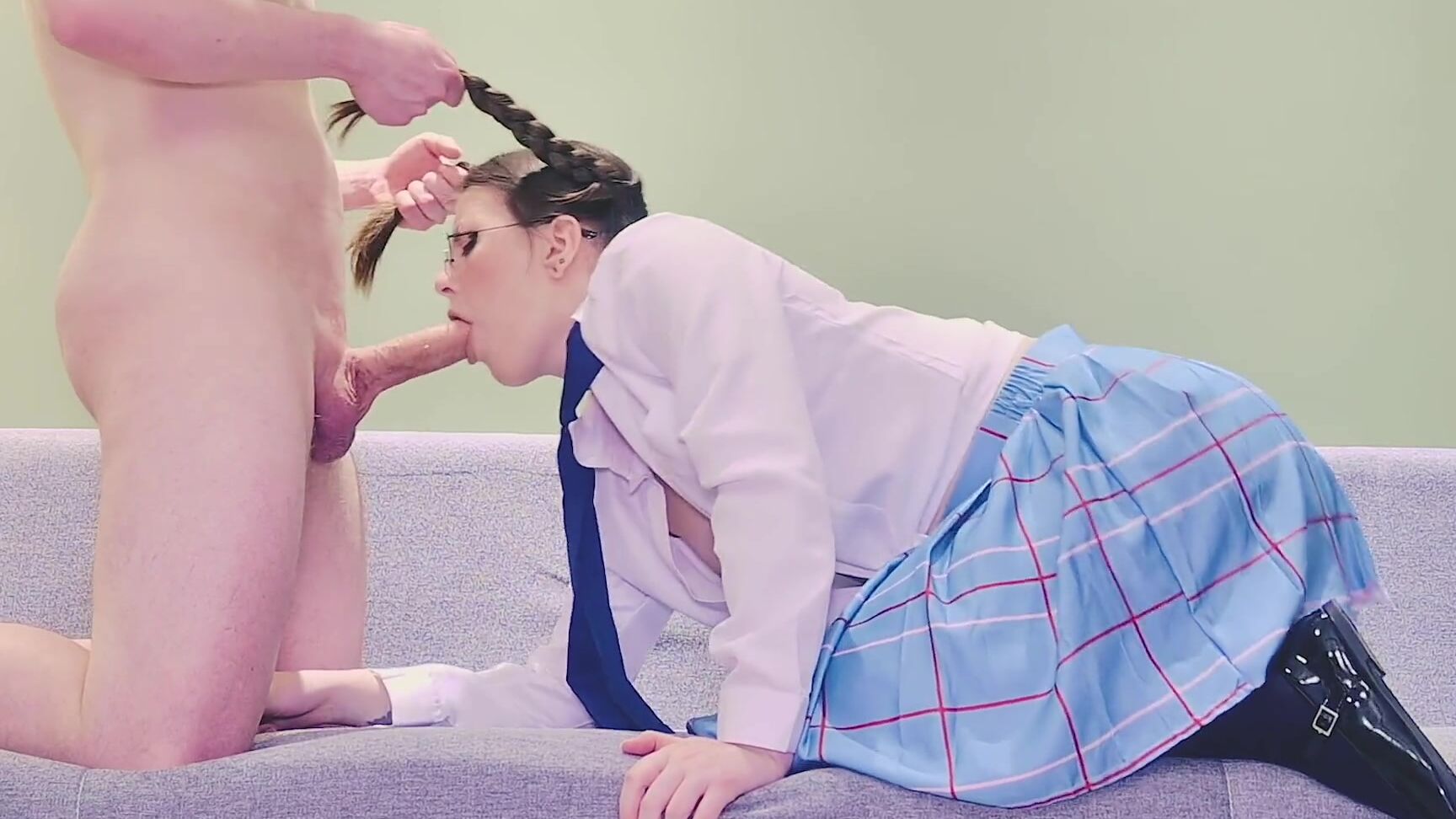 Spooky Boogie Pigtailed Schoolgirl in Glasses Couldn't Resist the Tutor and Took His Fat Cock in Her Mouth(1) Pornhub