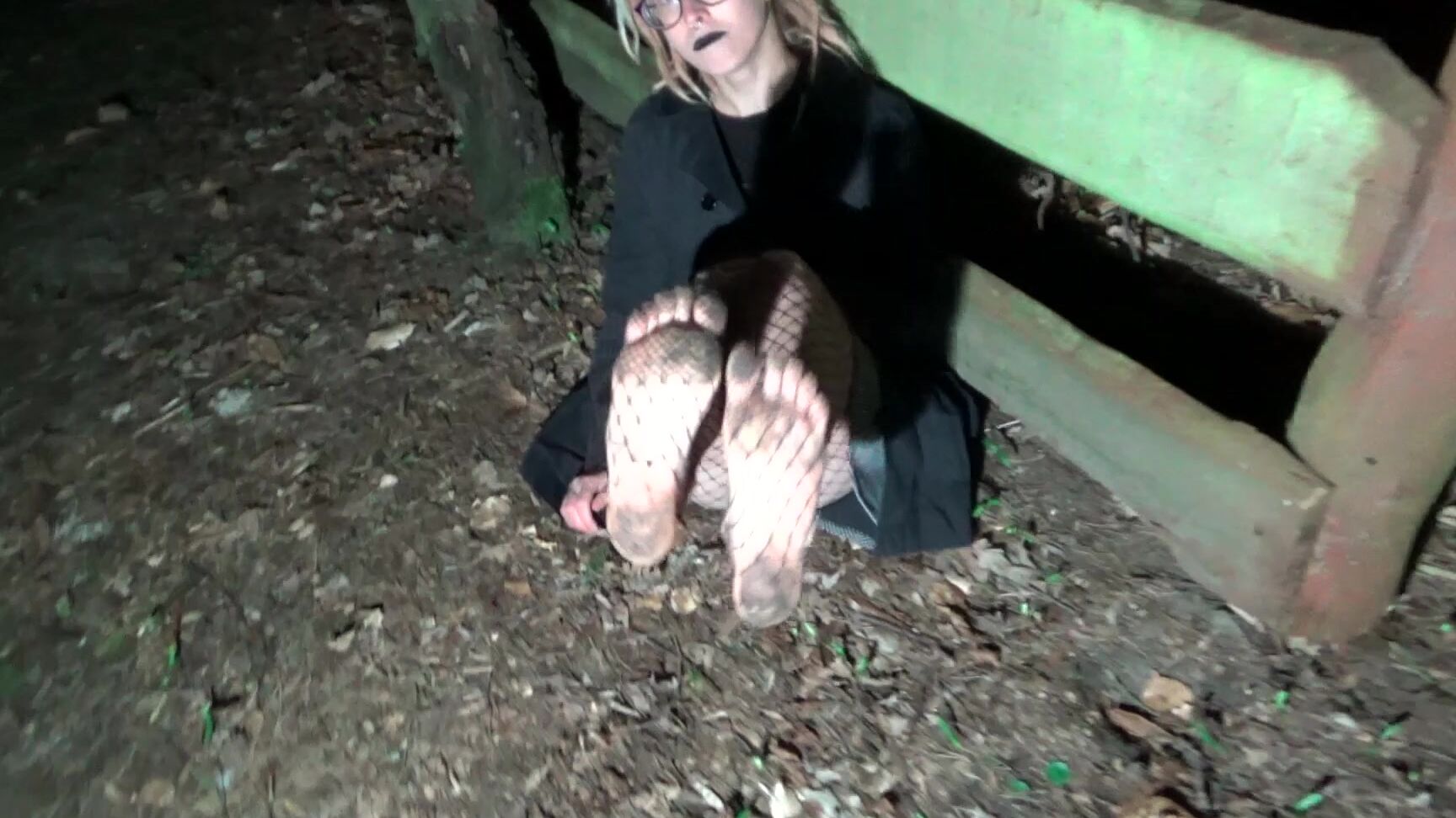 Marcelina Walks And Licks Her Feet In Fishnet Stockings