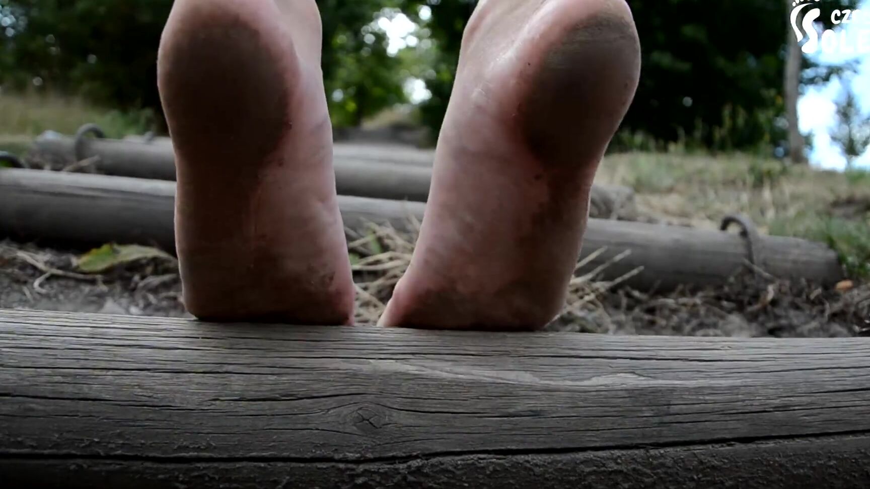 Czech Soles Barefeet Teasing At Park (Feet, Barefoot, Flip Flops, Public Feet, Dirty Feet, Czech Soles) Czech Soles
