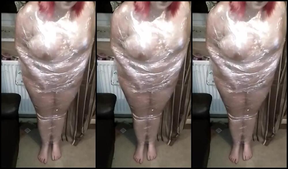 Boundgirlxo Naked Bbw Clingfilm Wrap Struggle