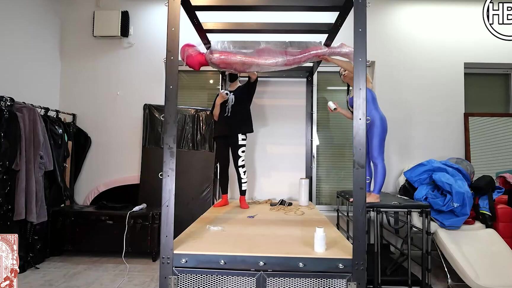 Lady Hinako And Mistress Chiaki Tag Team Sub Mummified To A Pillar