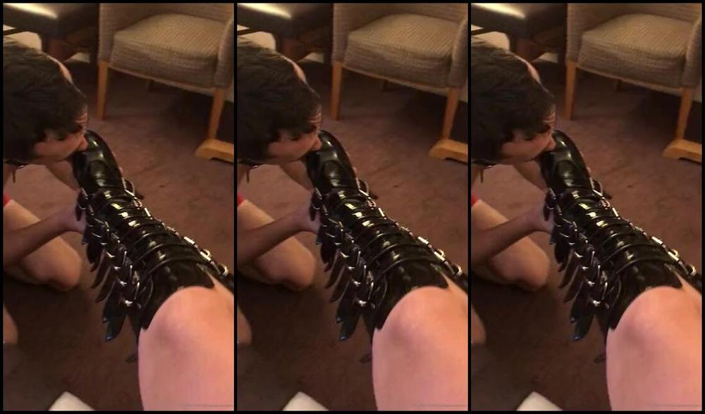 Mistress Athena Nicknamed Mistressathena Onlyfans Worship These Boots Watch How Delicate He Is With His Mouth