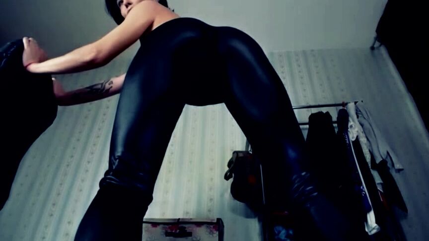 Feetfundoll Through Shiny Black Leggins