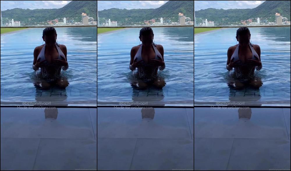 Bethanylilya White Bikini Pool Video