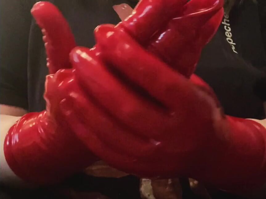 Rubberfoxx Latex Gloves Slick Sounds Closeup Asmr
