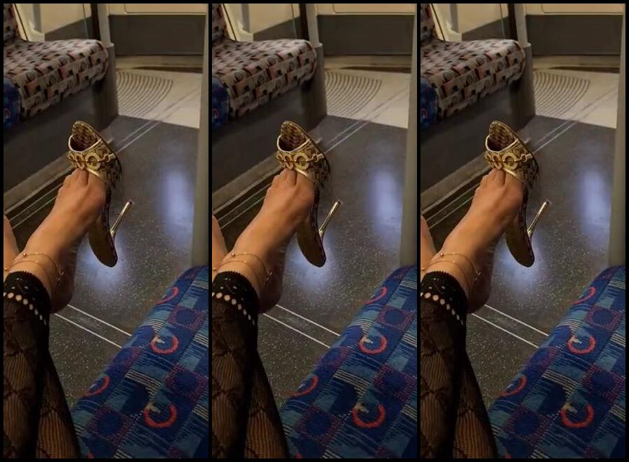 Feetbysherri Onlyfans Gold And Silver Guess Mules On The Jubilee Line