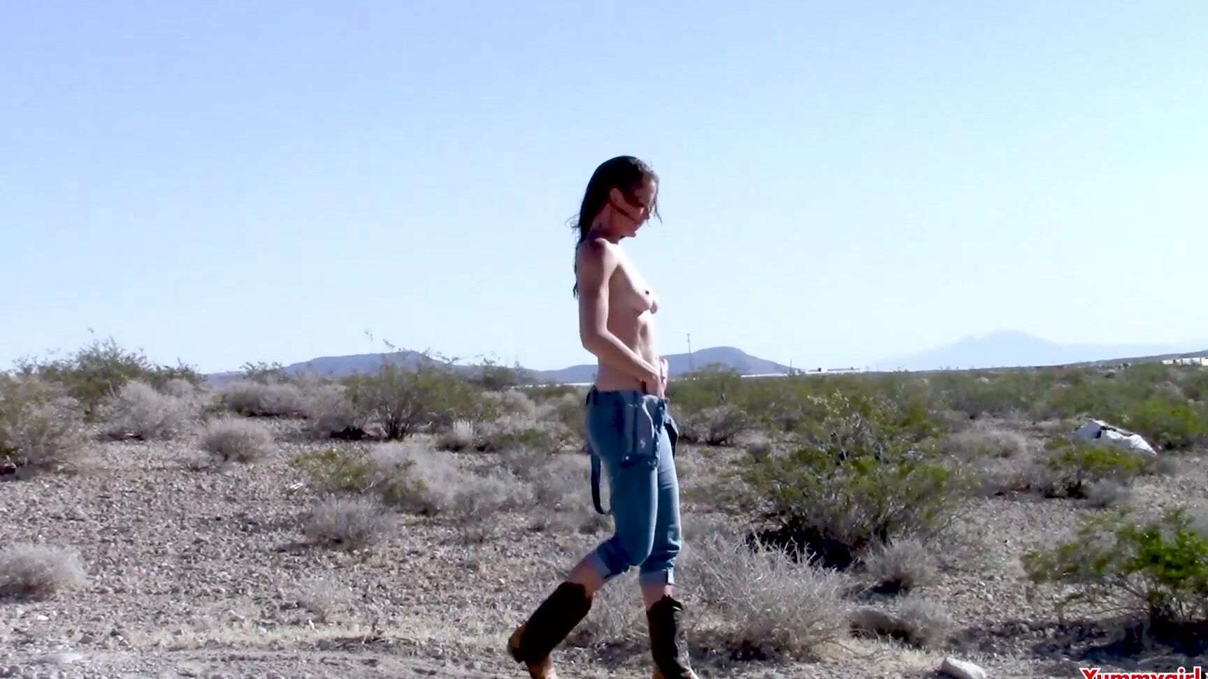 Overalls, Solo Female, Masturbation, Public Outdoor, MILF sofie marie overall strip in the desert ManyVids