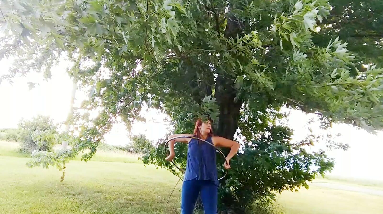 Victoria Brassy Clothed Hula Hooping