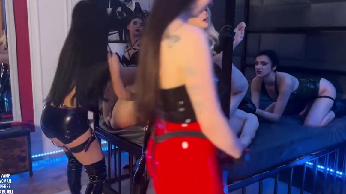 Evil Woman Peging Gang Bang Party With 5 Dommes And 2 Slaves Ctjp