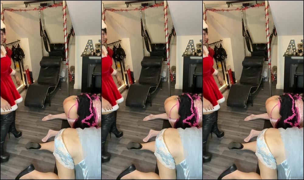 Avavonmedisin Cruel Christmas Mistress Breaking The Baubles Of Two Of Her Sissies Who Have Failed To K