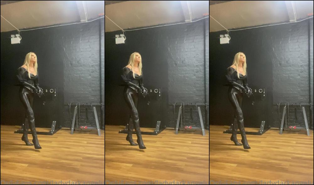 Lady Dark Angel Leather Clad And Getting Rid Of My Frustrations So Wishing For A Slave