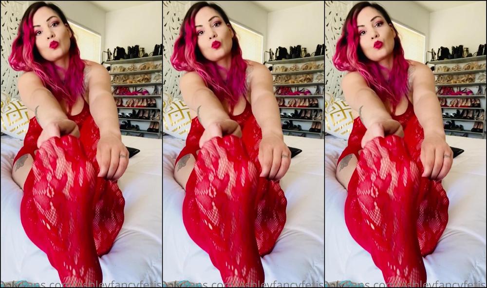Ashleyfancyfetish Red Fishnets Lingerie Joi