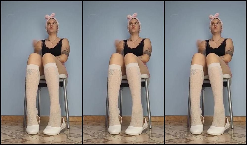 Masmr Onlyfans 8September Bratty College Girl Roleplay White Nylon Knee Socks And Crazy Shoeplay White Flats