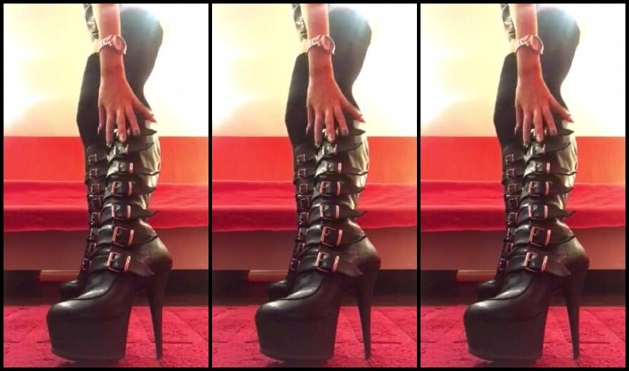 Goddess Helen Worship My Leather Boots With Buckles