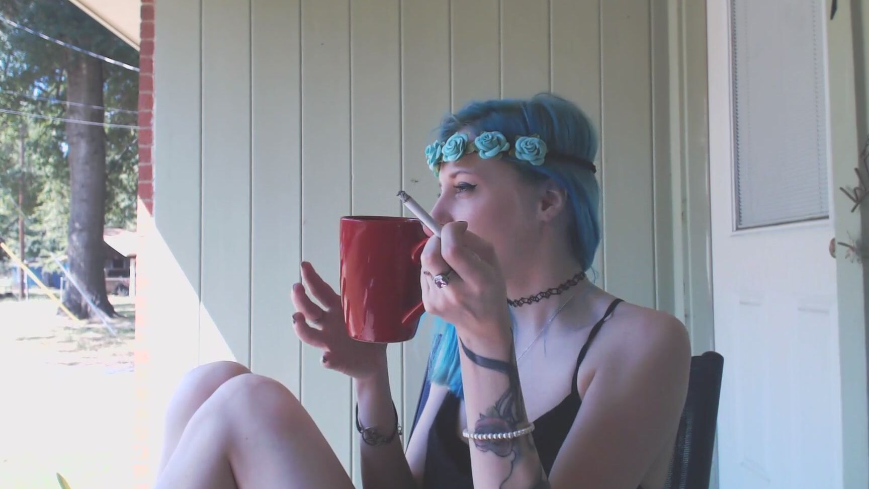 Gothic, Lip Fetish, Lipstick Fetish, Non-Nude, Smoking violetoctober morning coffee and smoke break ManyVids