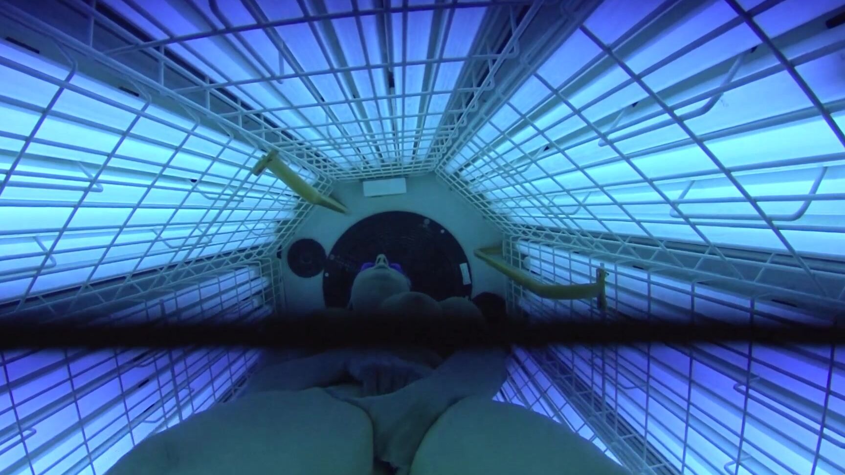 Naughty Christine Tanning Booth Orgasm