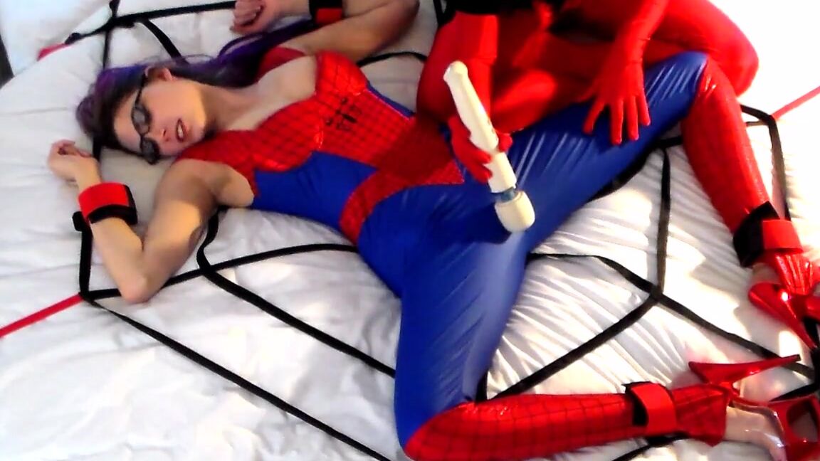 Spider Girl Stuck In Lady Deadpools Web