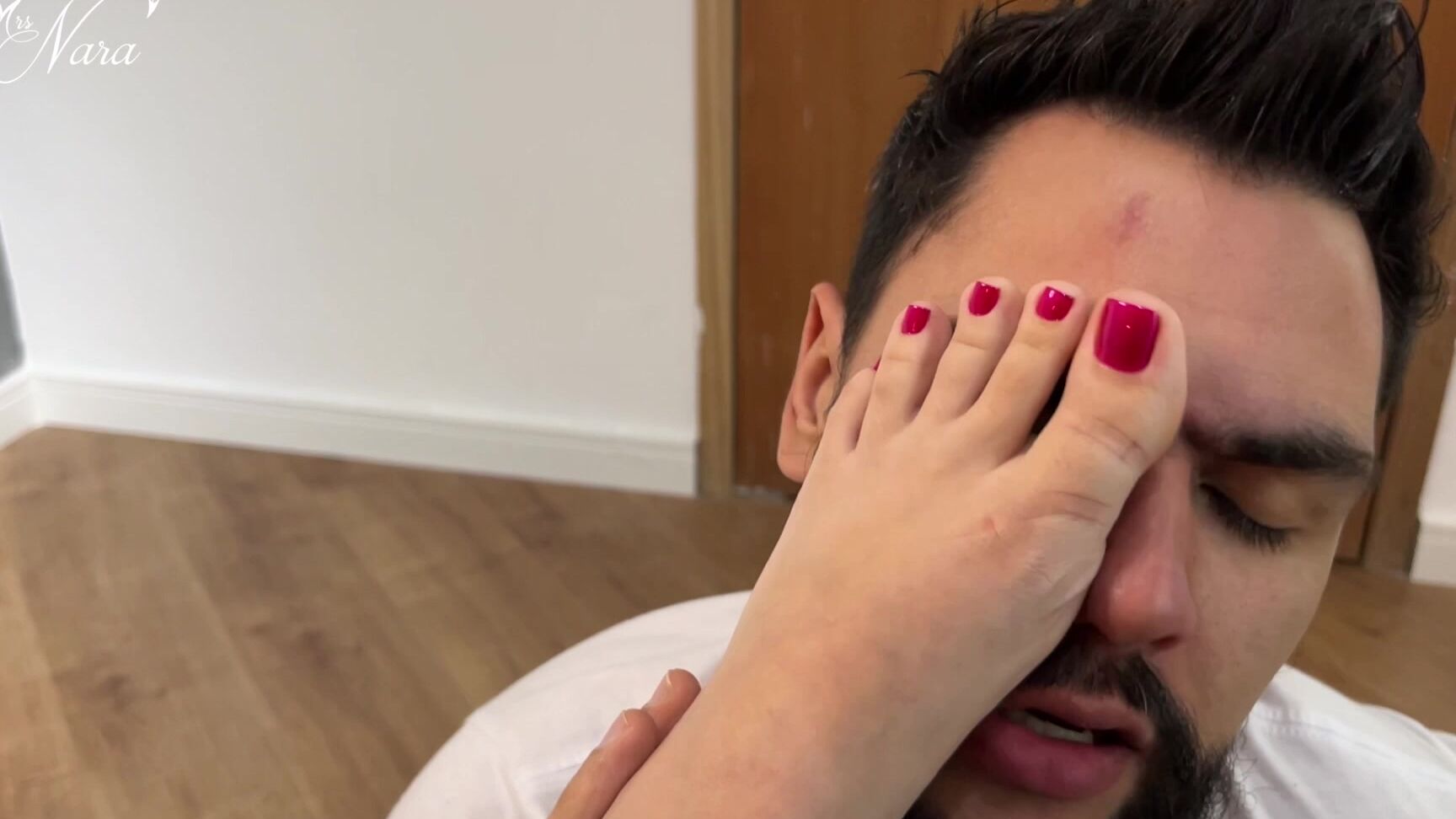 Mistress Nara Neveu - Nara teases with pink toenails and shining sandal - Part 1 Foot Worship Clips4Sale