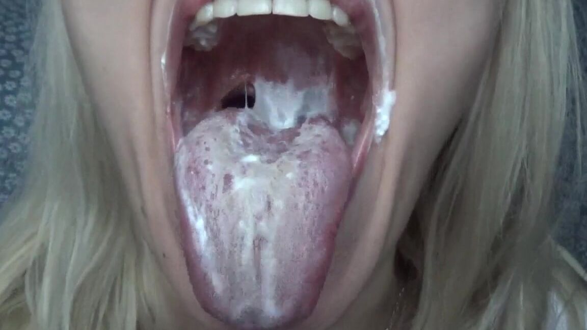"Goddess Vanessa" eating, mouth fetish, tongue fetish, uvula fetish, teeth Yogurt Mouth Manyvids