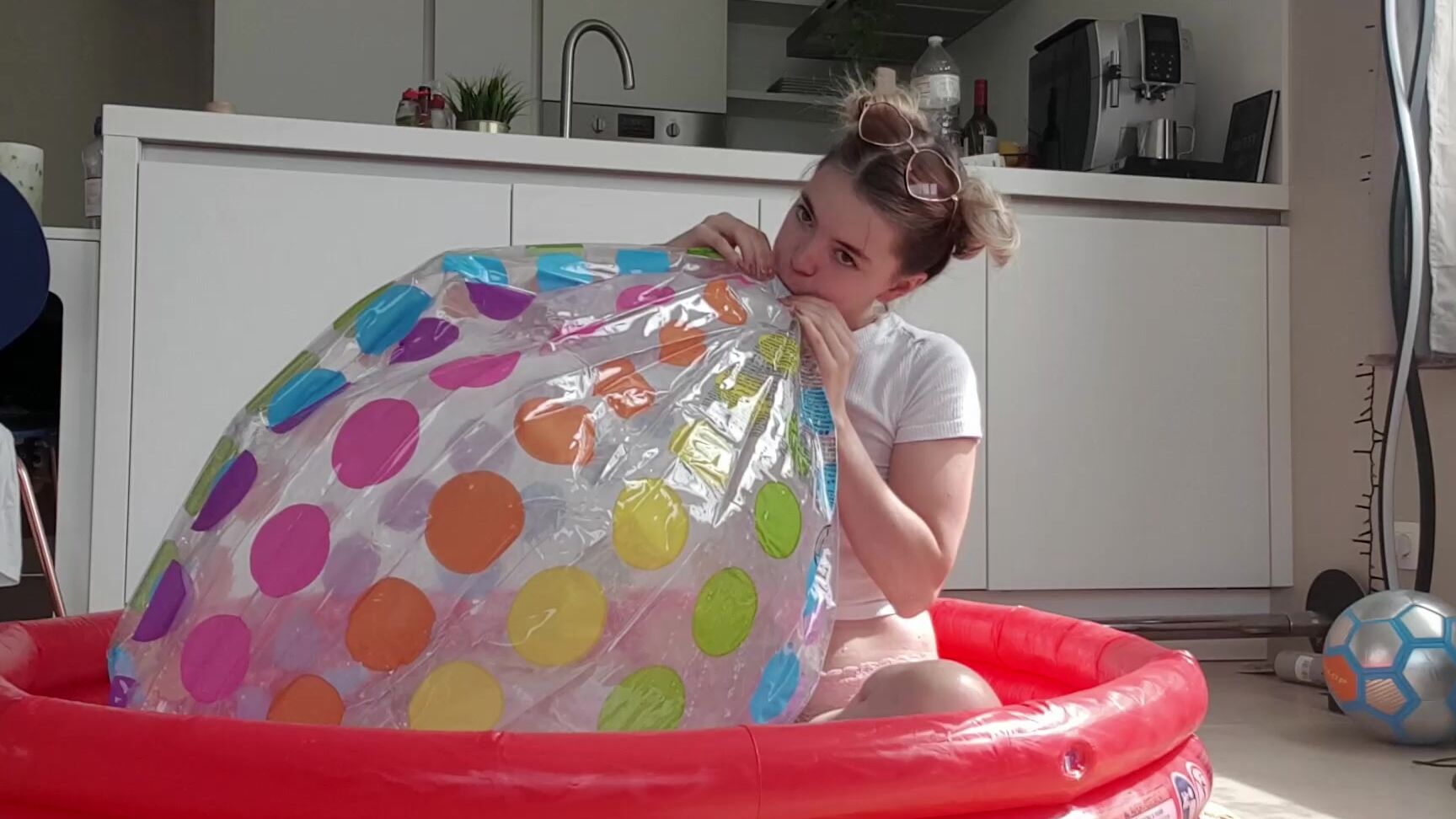 Linaroselina Inflatable Beachball In A Cute Pool
