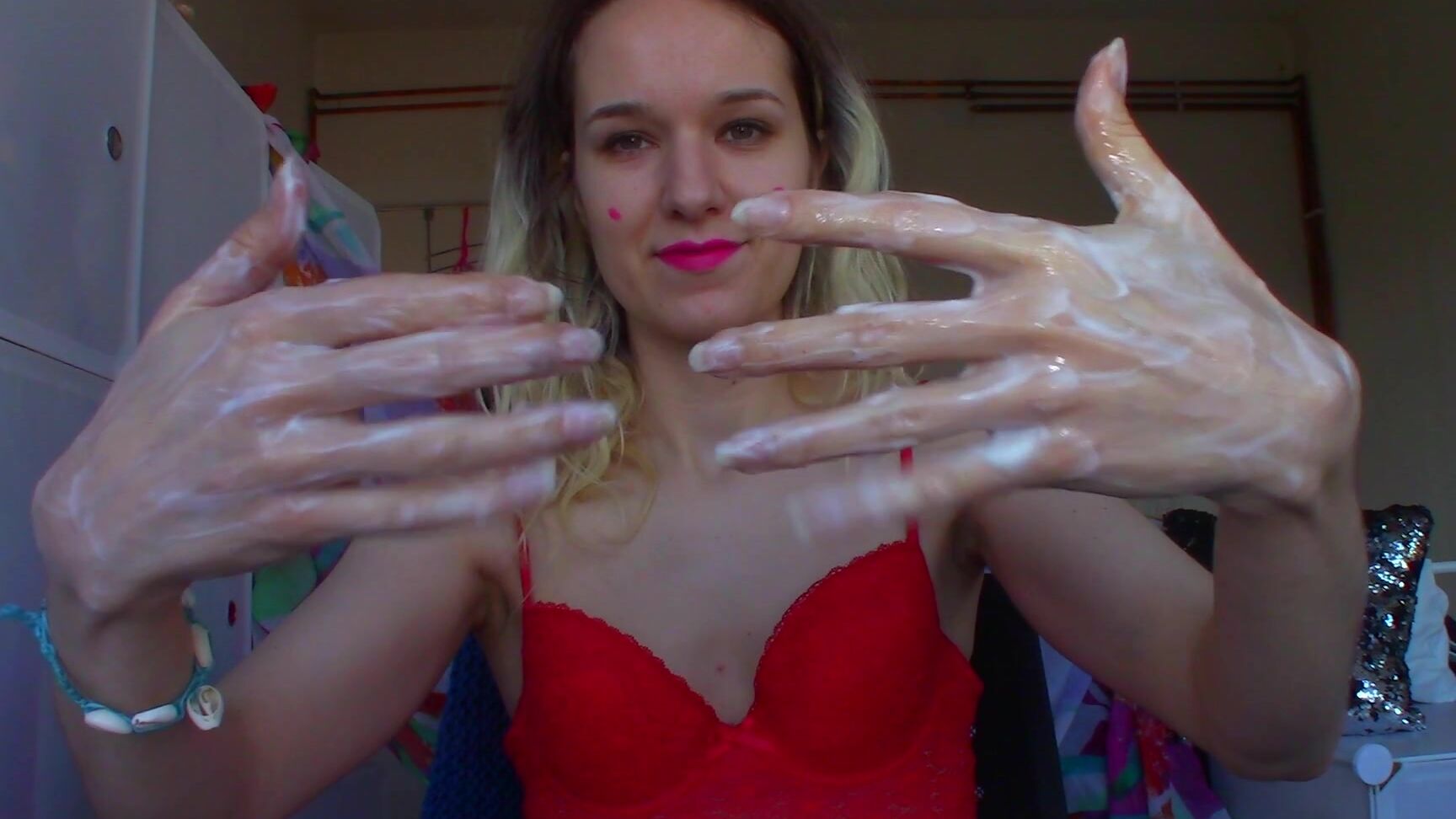 "Goddess Vanessa" finger nail fetish, hand fetish, lotion/oil fetish, scratching, wet & messy Creamy HANDS And NAILS Worship manyvids