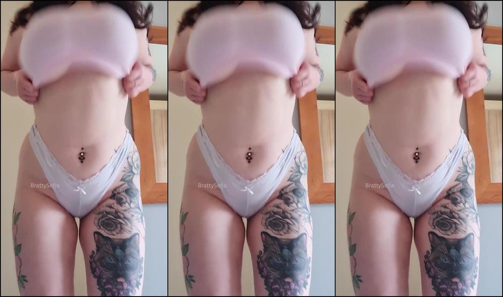 Brattysofia Striptease In My New Pink Bralette And White Panties