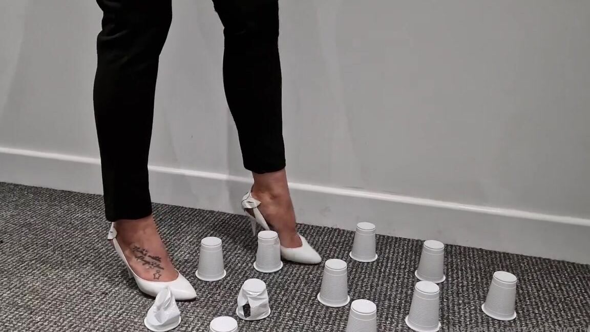 Kats Worn Heels Nicknamed Katswornheels Onlyfans Stamping On Cups In My Vintage Heels