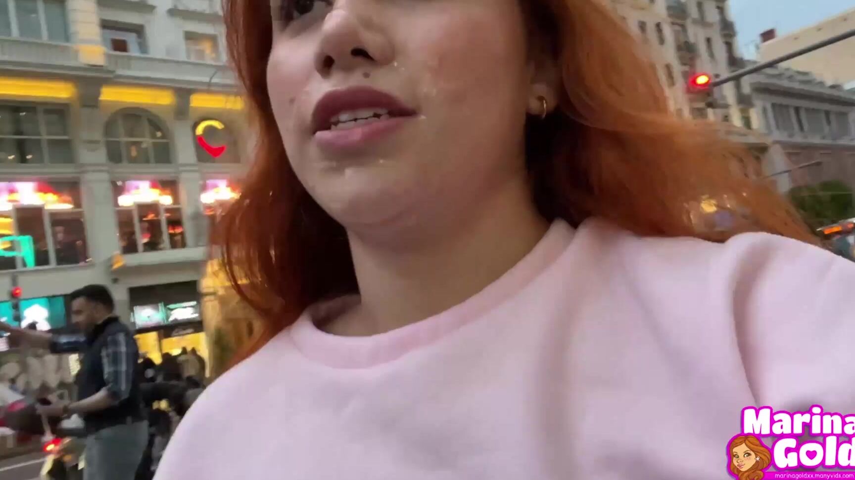 facial, cumwalk, blowjob Marina Gold - Public Cumwalk In Madrid City Center SiteRip