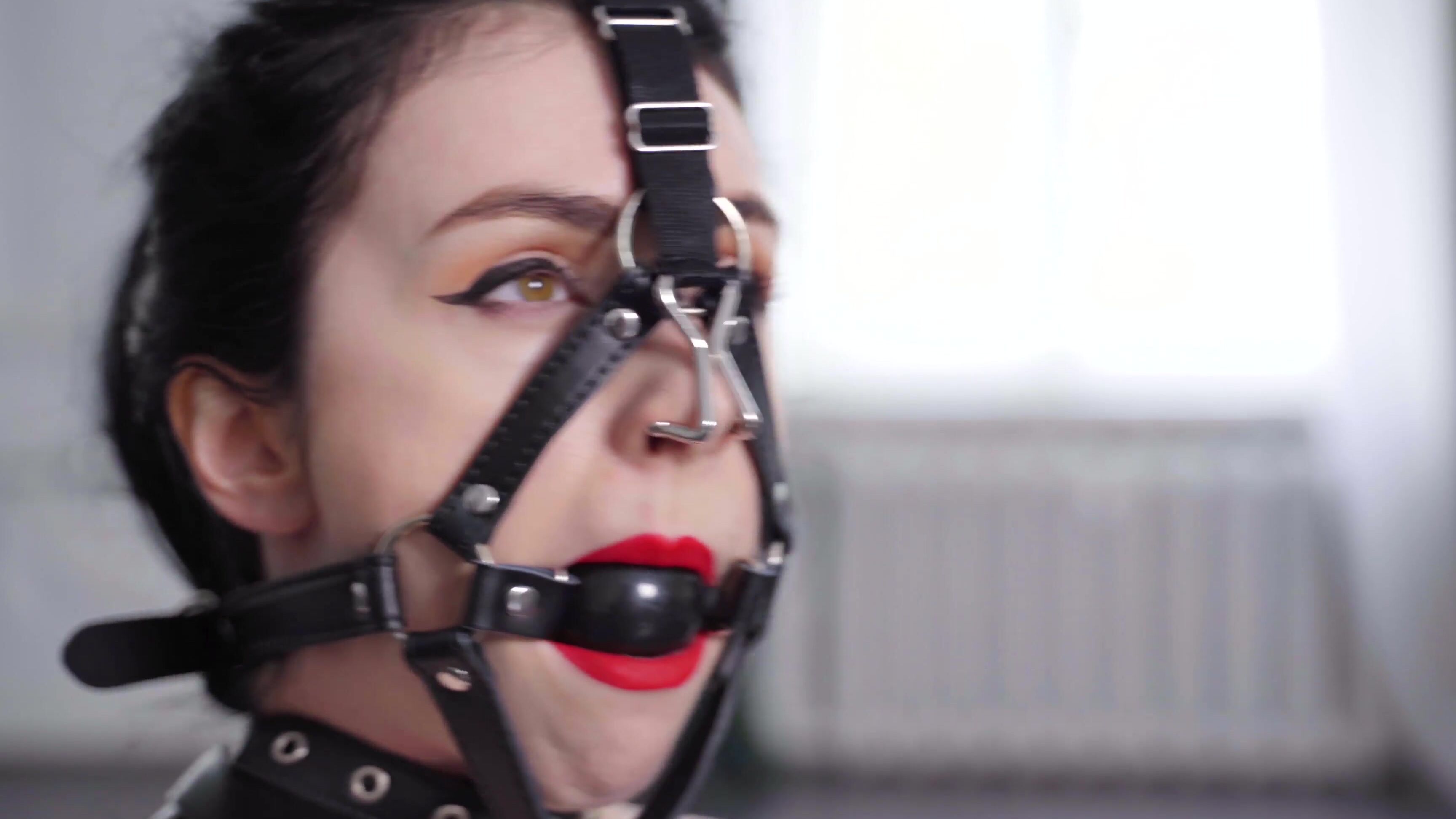 Ballgagged, Bondage, Bondage Device, Gag, Leather Fetish submission-and-harness-gagged ManyVids