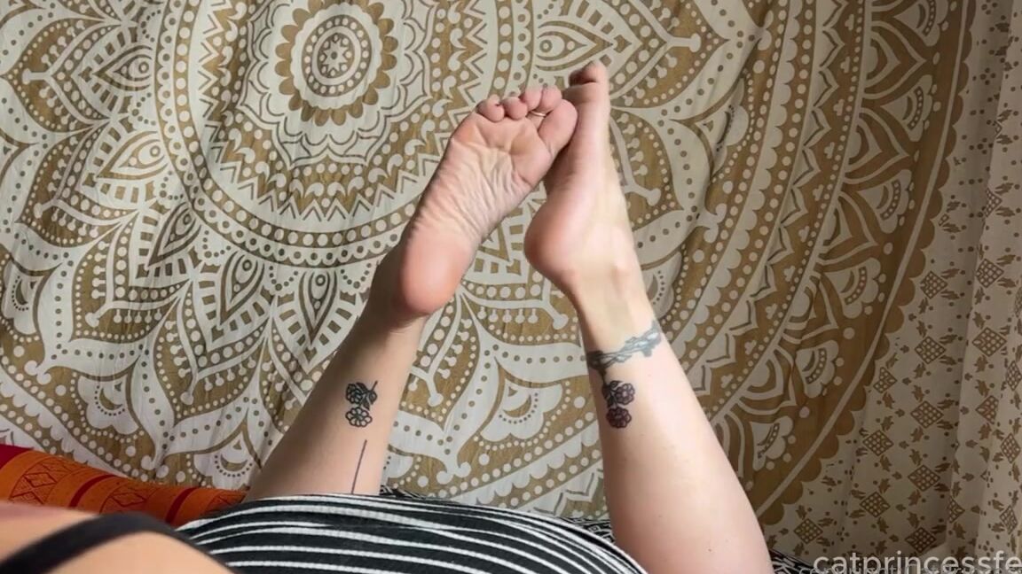 Catprincessfeet Onlyfans The Pose Tease Face And Feet Scrunched And Crossed Soles Red Long Toes Laying Close As I Can To Y