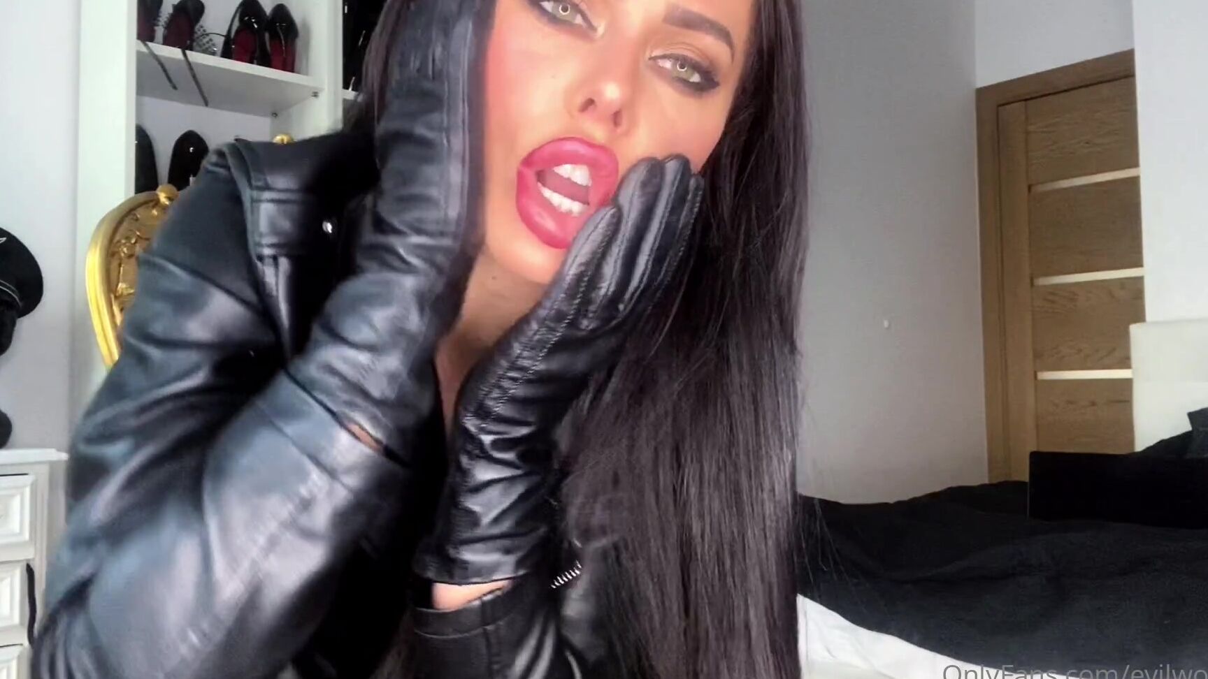 Evil Woman Worship My Leather Gloves And Boots