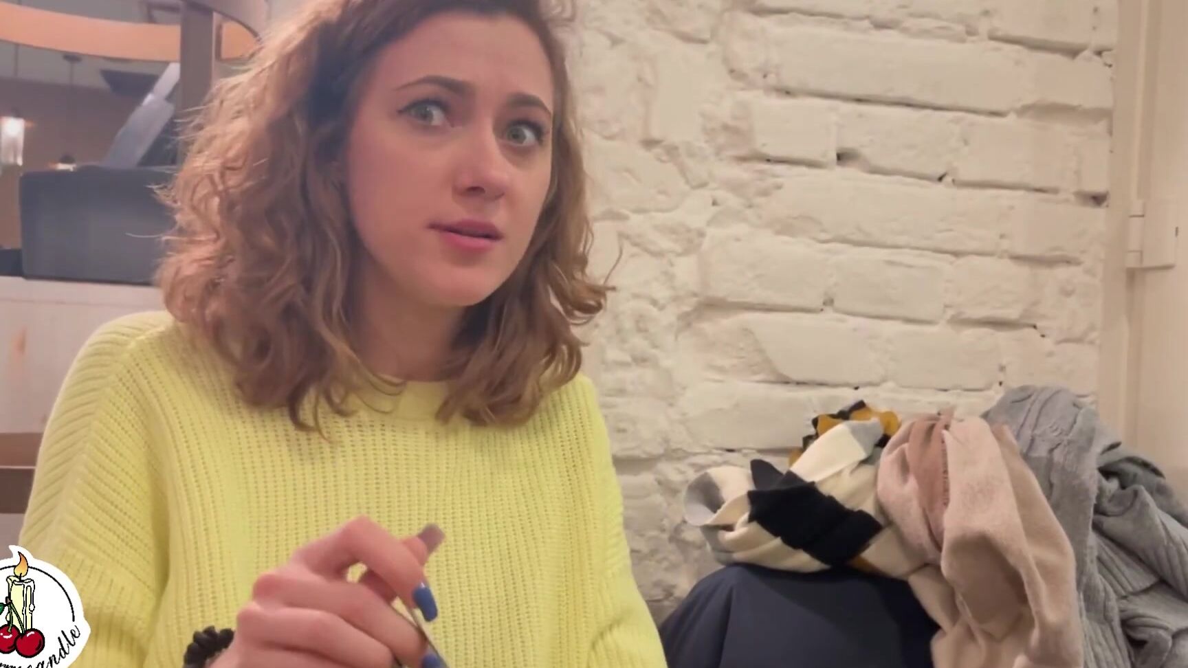 cherrycandle lovense lush control in restaurant Pornhub