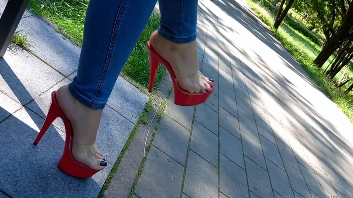 Madiheels Nicknamed Madiheels Onlyfans Red Stripper Shoes In The Park