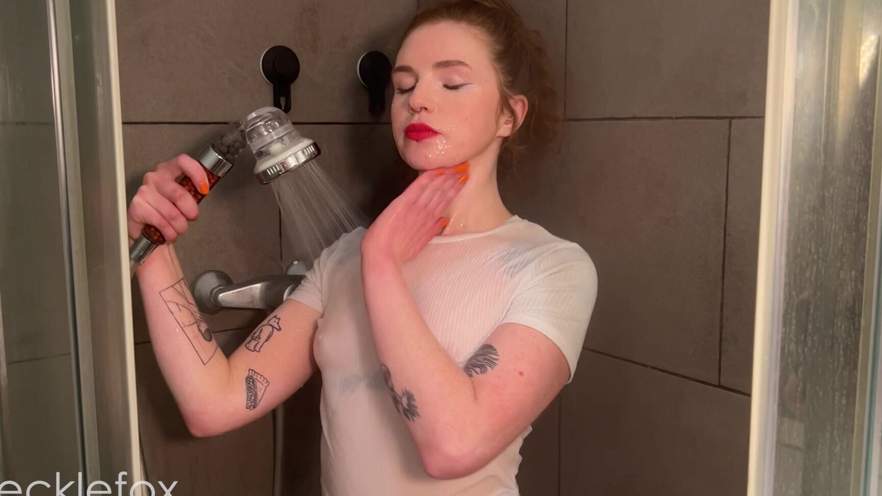 Frecklefox Showering With My Shirt On