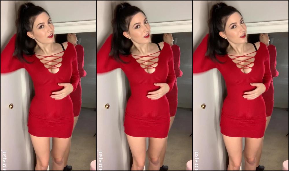 Justviolet Tight Red Dress Strip Tease