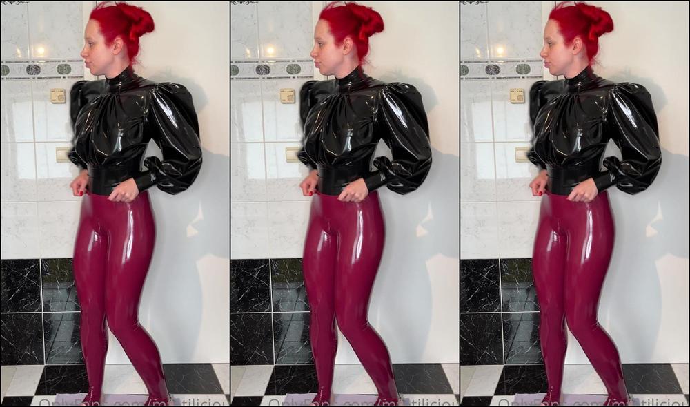 Mfetilicious Dressing Up In Full Latex With A Plum Catsuit And My New Black Blouse From Sebastian Couch